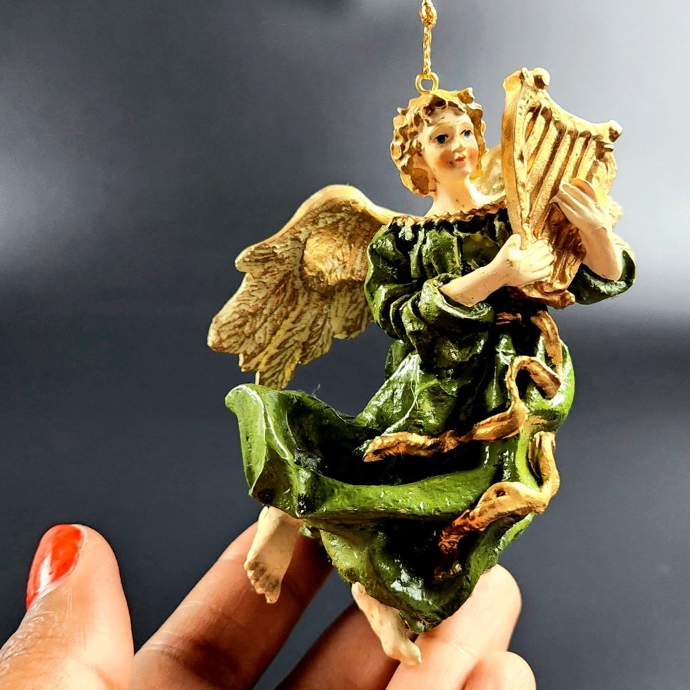 Vintage - Olive Green - Fairy Christmas Ornament - 4" Long